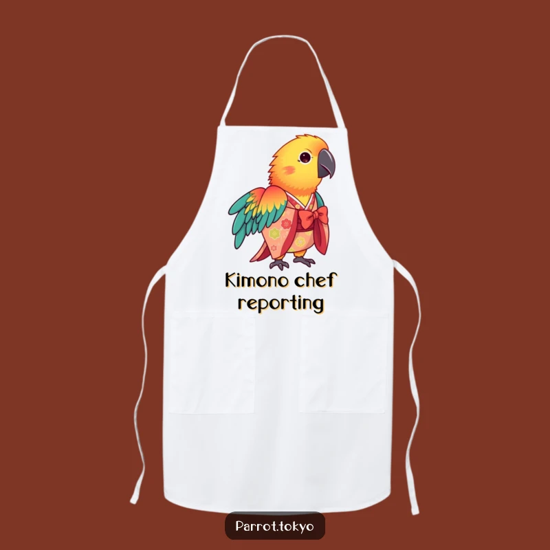 Funny Parrot Kimono Apron: Cook with Vibrant Grace