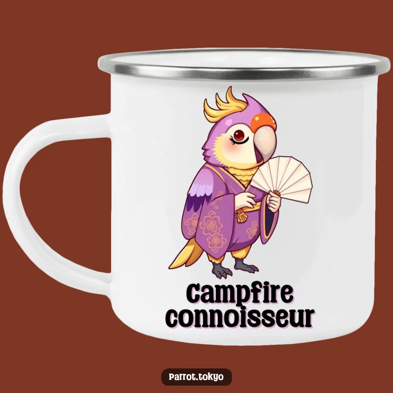 Funny Proud Parrot Kimono Camping Mug - Elegant Outdoor Sips & Hilarious Moments