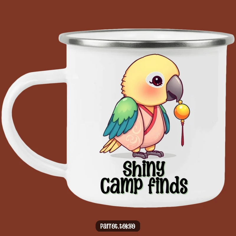 Funny Silk Kimono Parrot Camping Mug - Outdoor Curious Bird