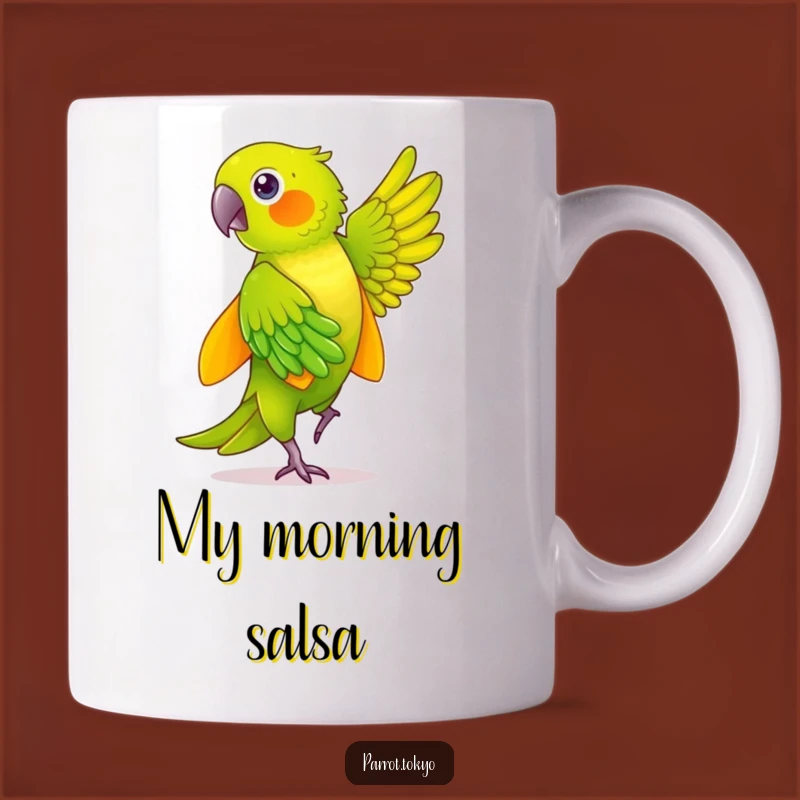Funny Green Parrot Dancing Kimono Mug - Perfect Gift for Bird Lovers