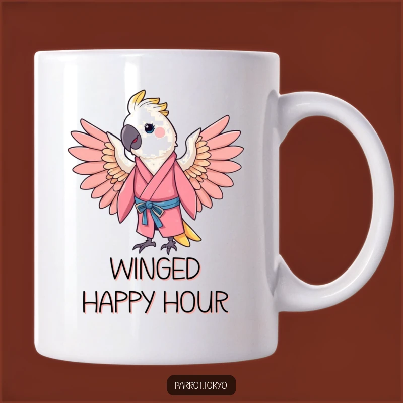 Funny Cheerful Parrot Pink Kimono Mug - Joyful & Hilarious Gift