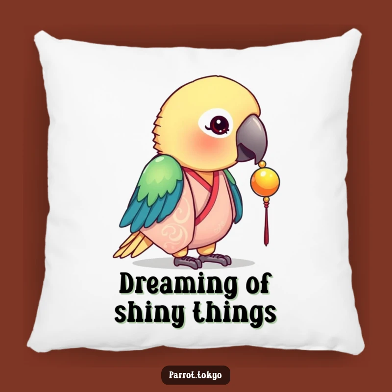 Funny Silk Kimono Parrot Pillow - Cozy Curious Bird Accent