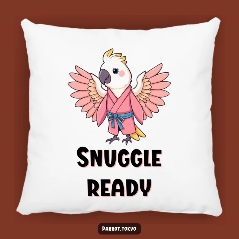 Funny Cheerful Parrot Pink Kimono Pillow - Comfy & Hilarious Accent