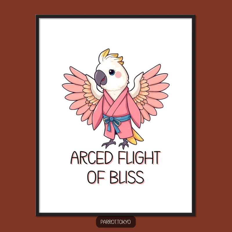 Funny Cheerful Parrot Pink Kimono Digital Print - Instant Joyful Decor