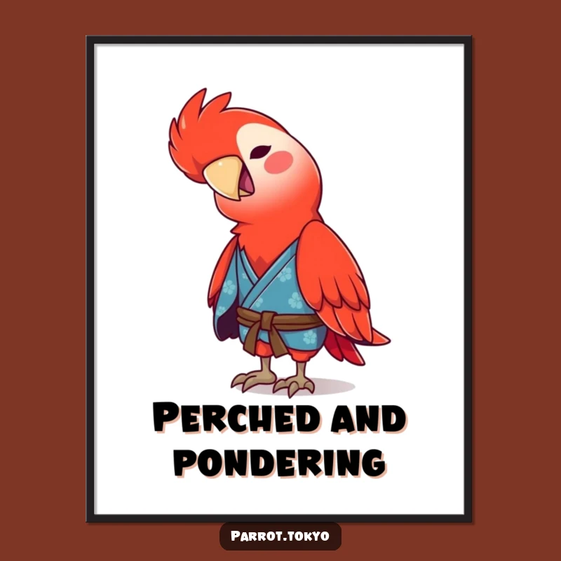 Funny Red Parrot Kimono Digital Print - Instant Adorable Decor