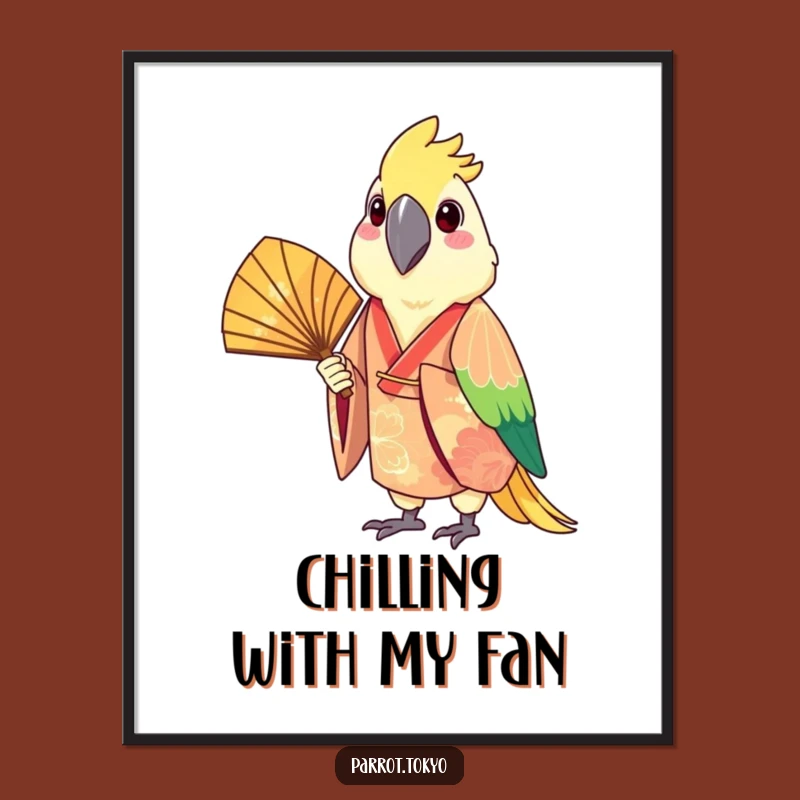 Funny Festive Parrot Kimono Art Print - Cheerful Bird Wall Decor