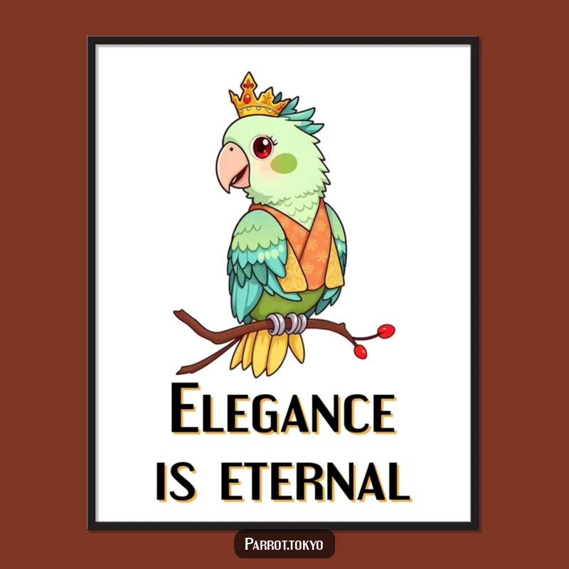 Funny Regal Kimono Parrot Art Print - Elegant Bird Decor