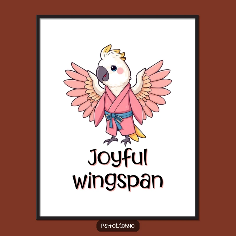 Funny Cheerful Parrot Pink Kimono Poster - Joyful & Hilarious Wall Art