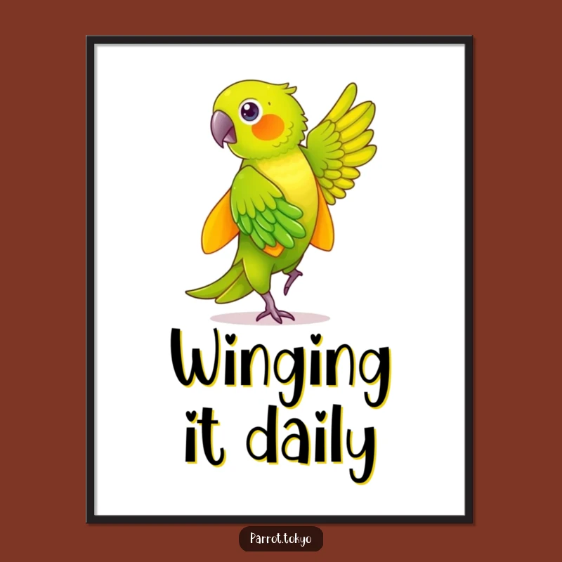 Funny Green Parrot Dancing Kimono Poster - Vibrant & Hilarious Wall Art