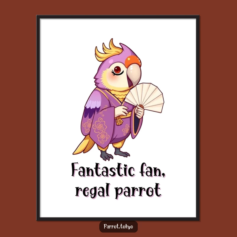 Funny Free Printable Wall Art: Proud Parrot with Paper Fan Art