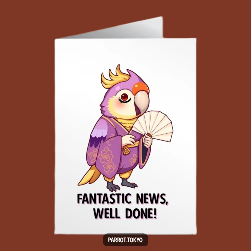 Free Printable Congrats Card: Proud Parrot with Fancy Fan