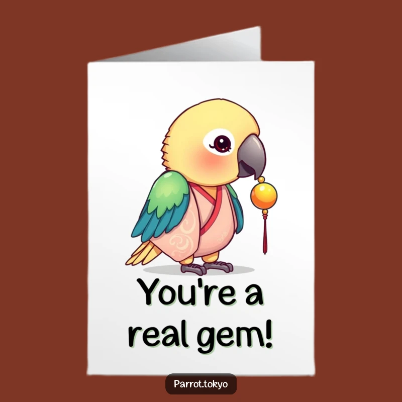 Free Printable Congratulations Card: Parrot Silk Kimono Bead - Funny Downloadable Art for Success