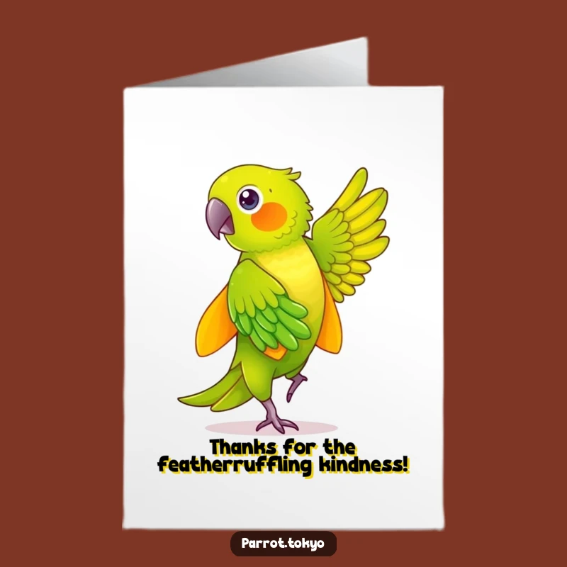 Free Printable Thank You Card: Grateful Green Parrot in Yellow Kimono