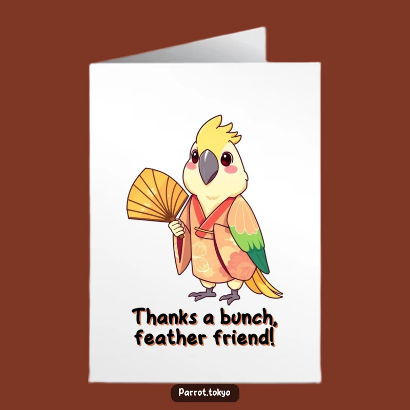 Free Printable Thank You Card: Parrot Kimono Fan - Express Gratitude with Funny Downloadable Art
