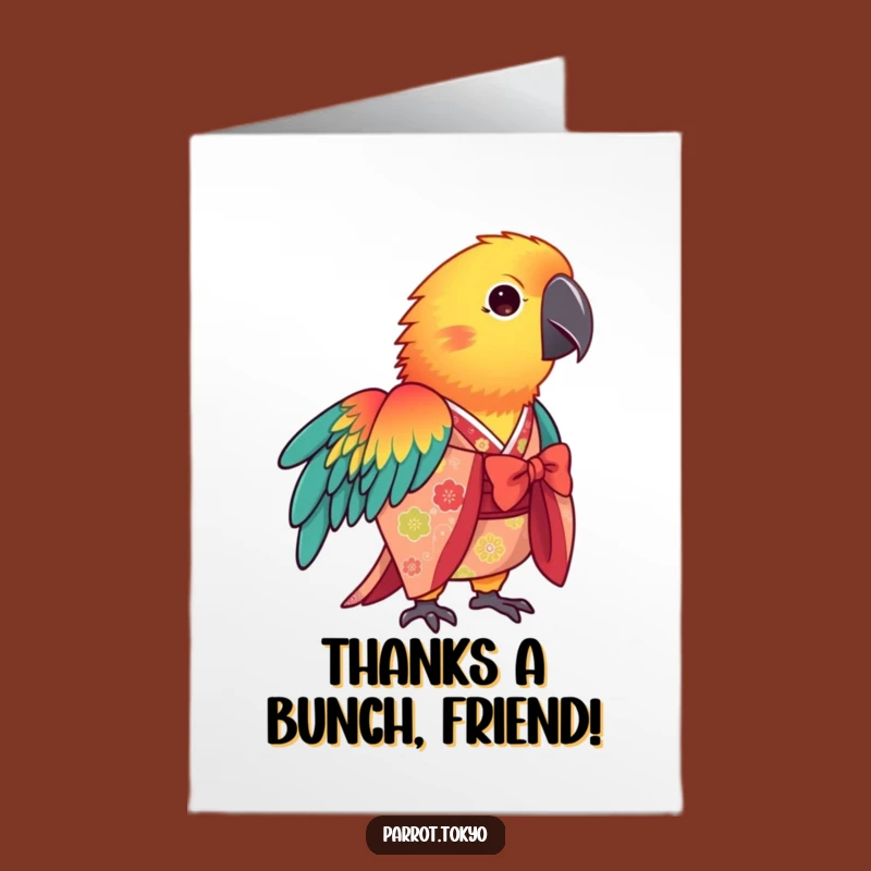 Free Printable Thank You Card: Vibrant Parrot Kimono Funny DIY Downloadable Gift