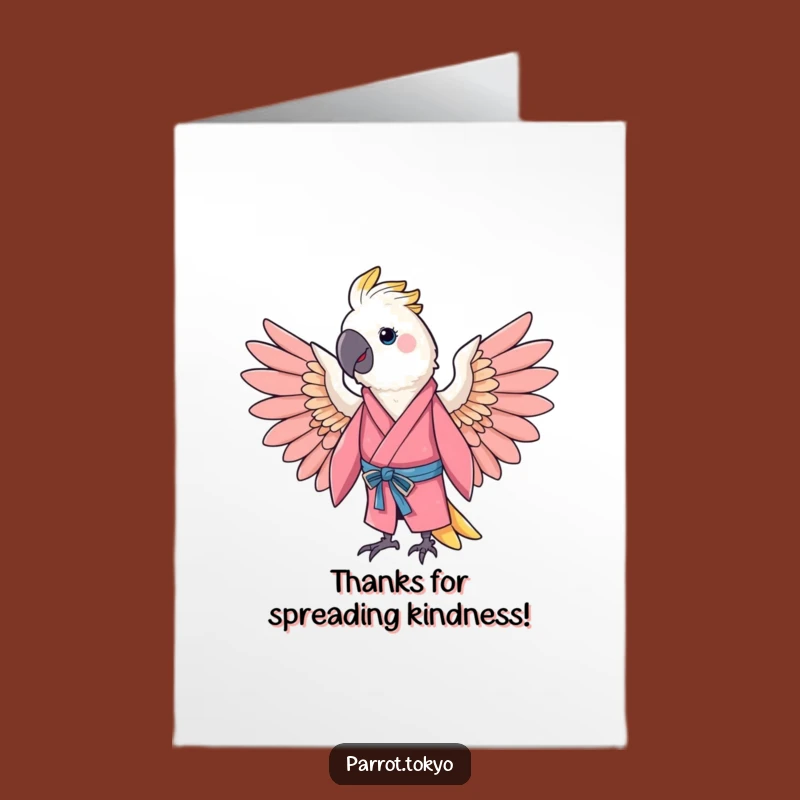 Free Printable Thank You Card: Grateful Parrot in Pink Kimono