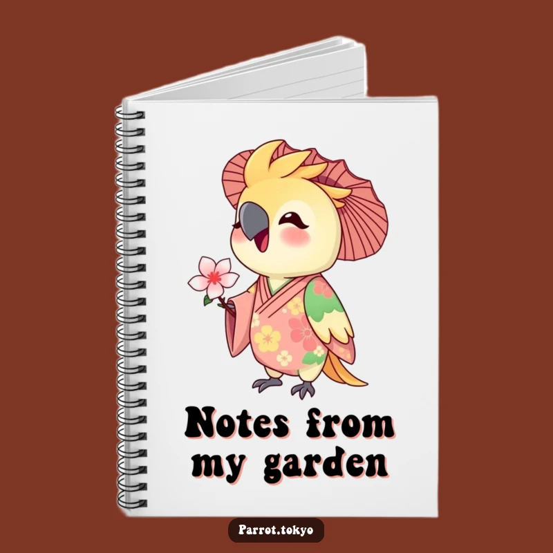 Funny Floral Kimono Parrot Notebook - Blossom Bird Journal
