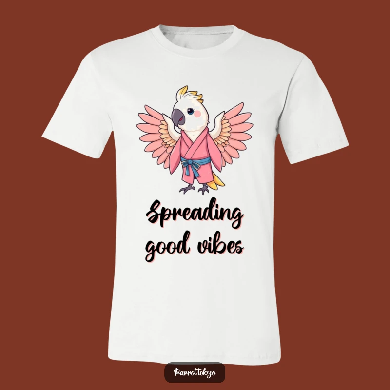 Funny Cheerful Parrot Pink Kimono Wing T-Shirt - Happy Bird, Hilarious Style