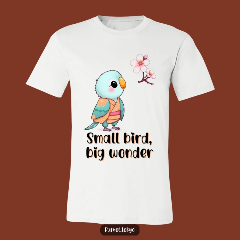 Funny Small Parrot Kimono Blossom T-Shirt - Curious Bird, Hilarious Style